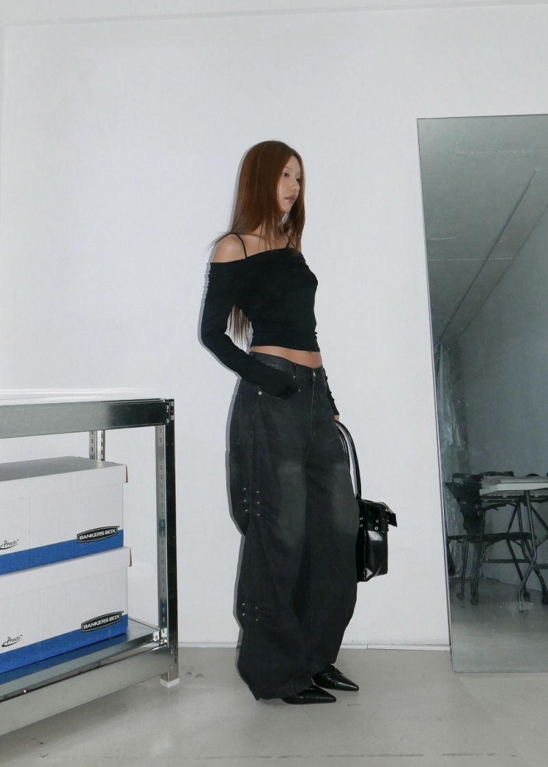 Ruched Off-Shoulder Long Sleeve