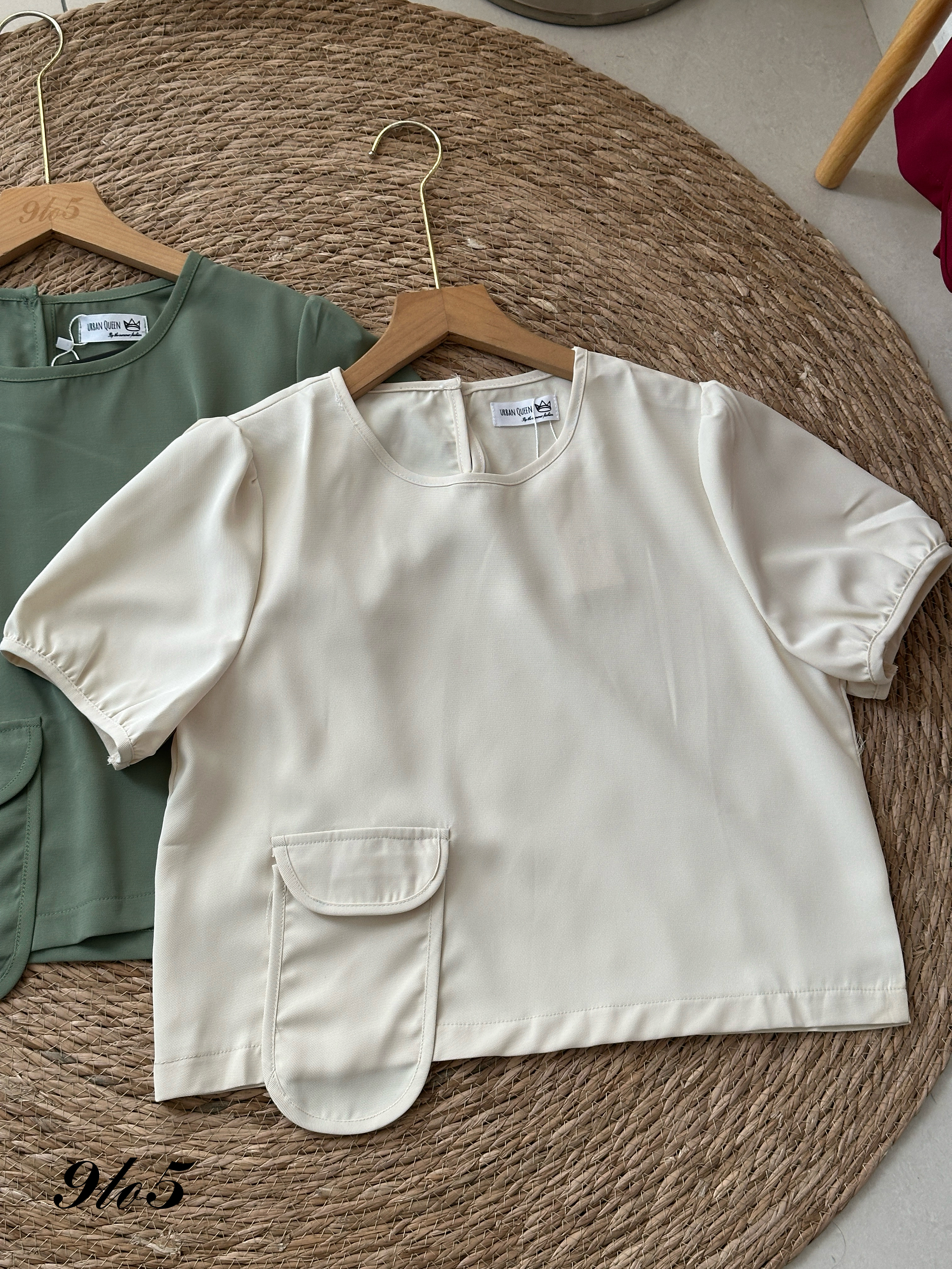 T3980 Puff Sleeve Round Neck Top - 3 Colors