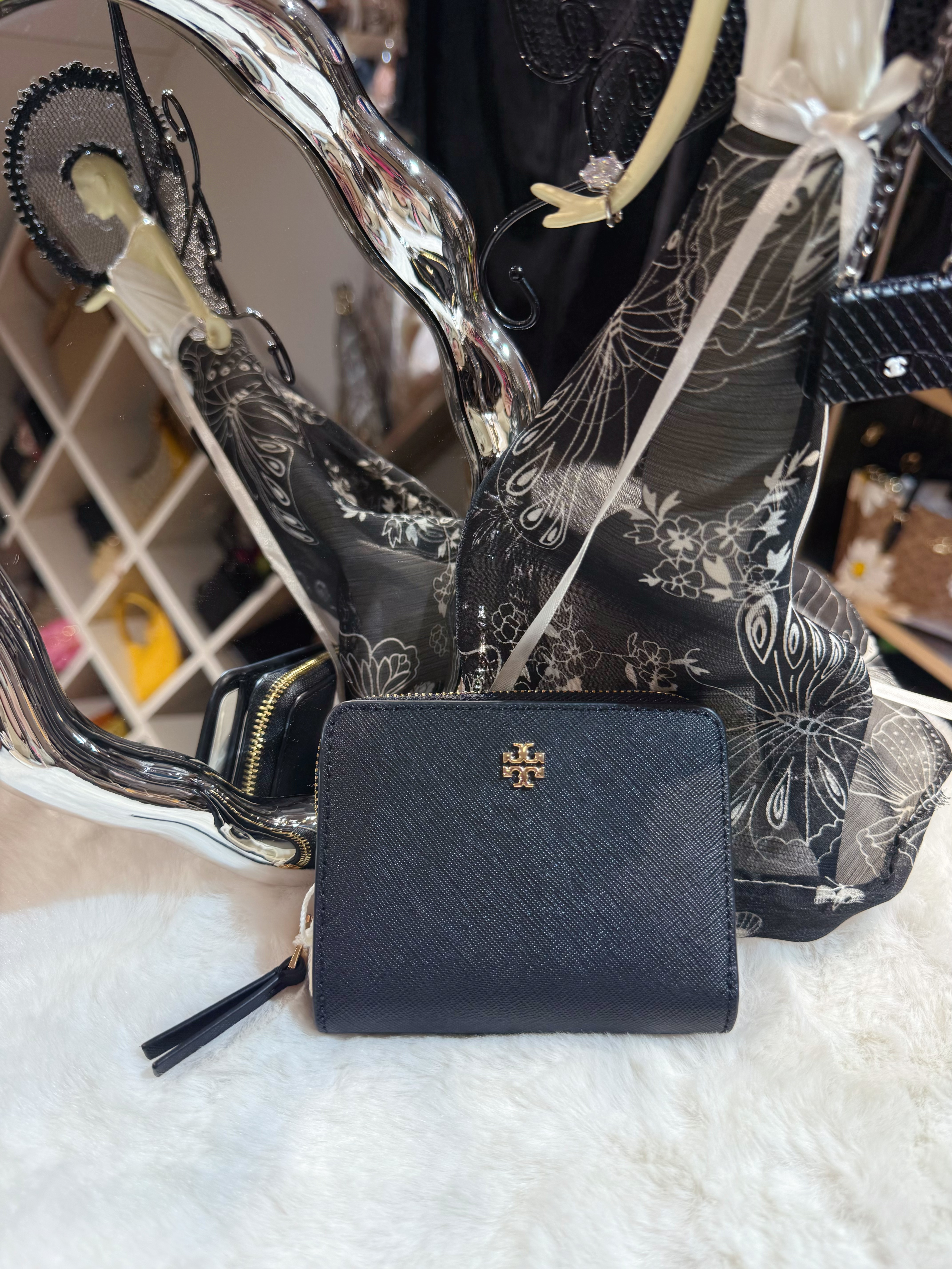 Tory burch Emerson zip wallet sf/blk