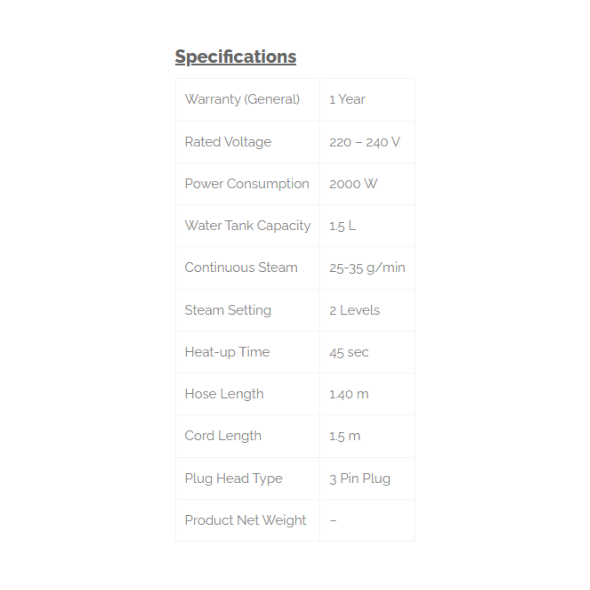 Phison 2000W Garment Steamer PGS-1162