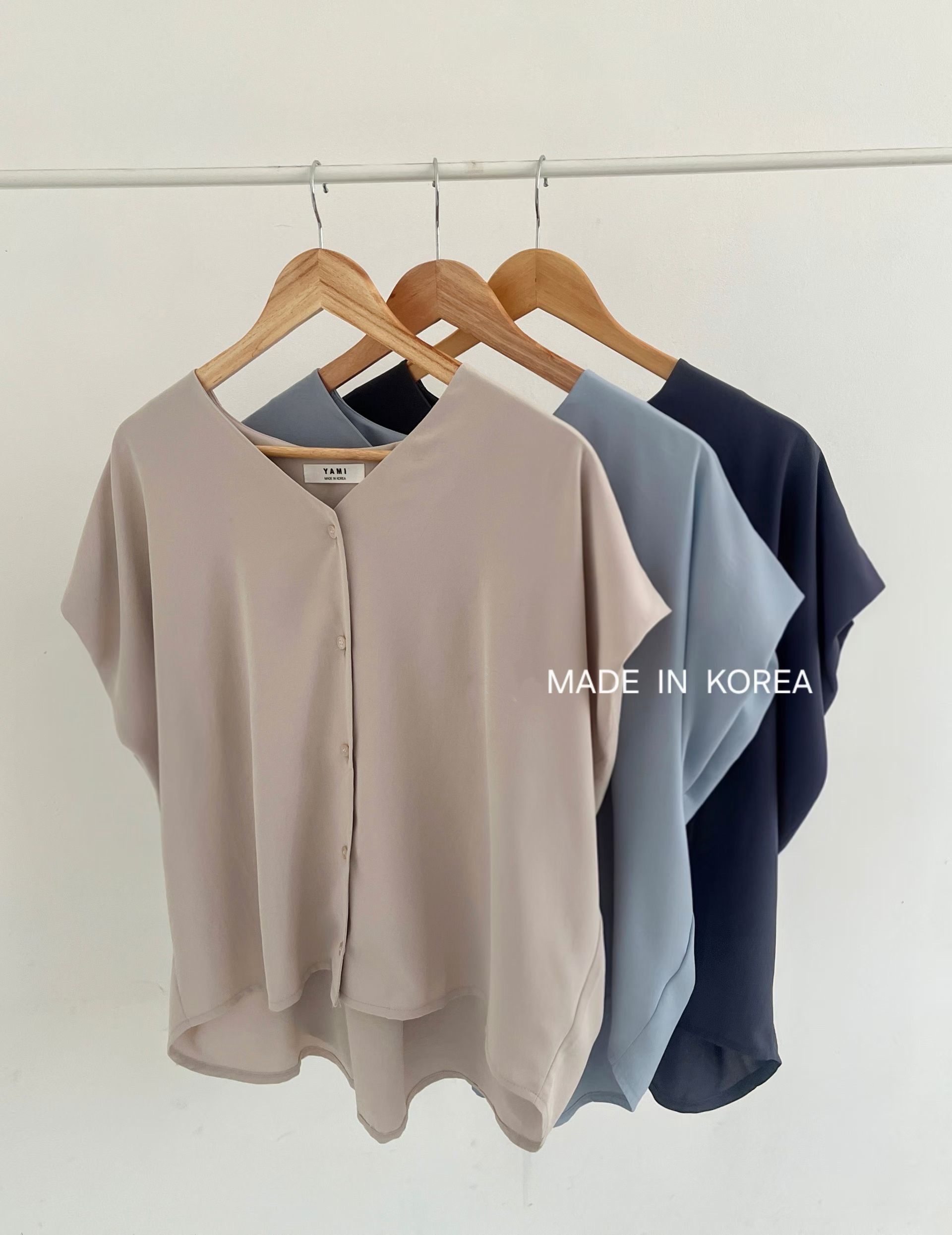 G6281 韓國🇰🇷V領淨色鬆身恤