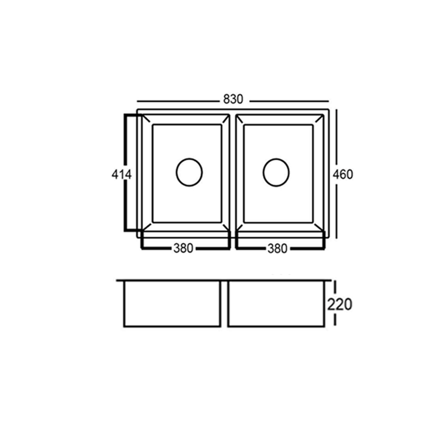 Rooney-Y Stainless Steel Double Bowl Kitchen Sink (8346Sne#) W69-8346