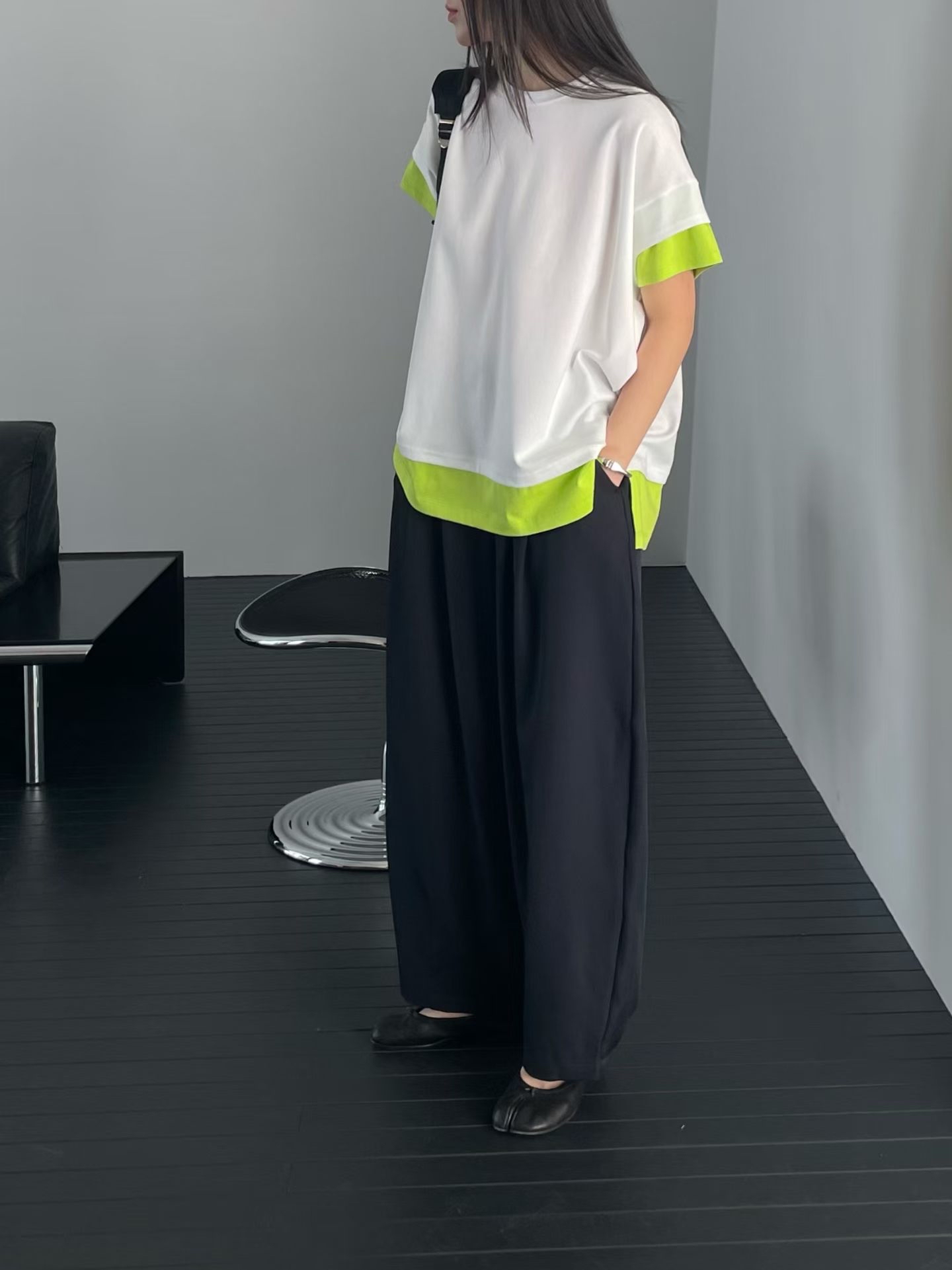 撞色拼接寬鬆休閒T恤