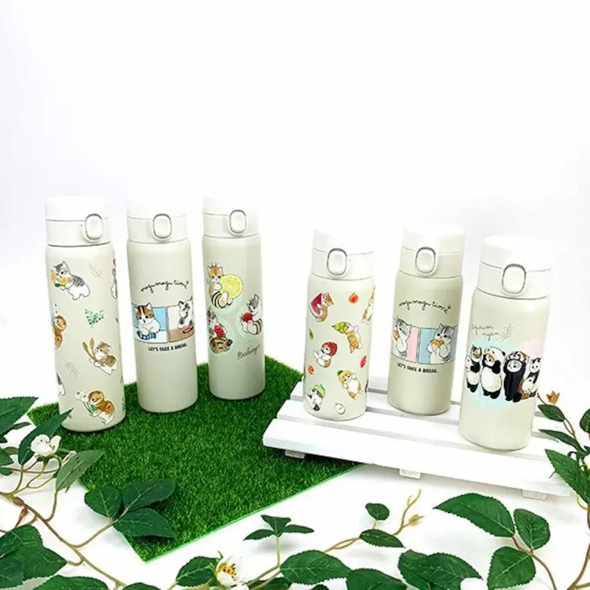 現貨🌸日本直送 | mofusand貓咪One Push一鍵開關不銹鋼保冷保溫瓶[480ml]