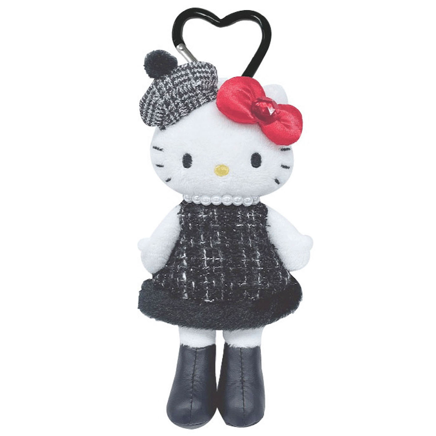 Sanrio - 時尚系列公仔掛飾 (Hello Kitty黑色粗花呢連身裙款)