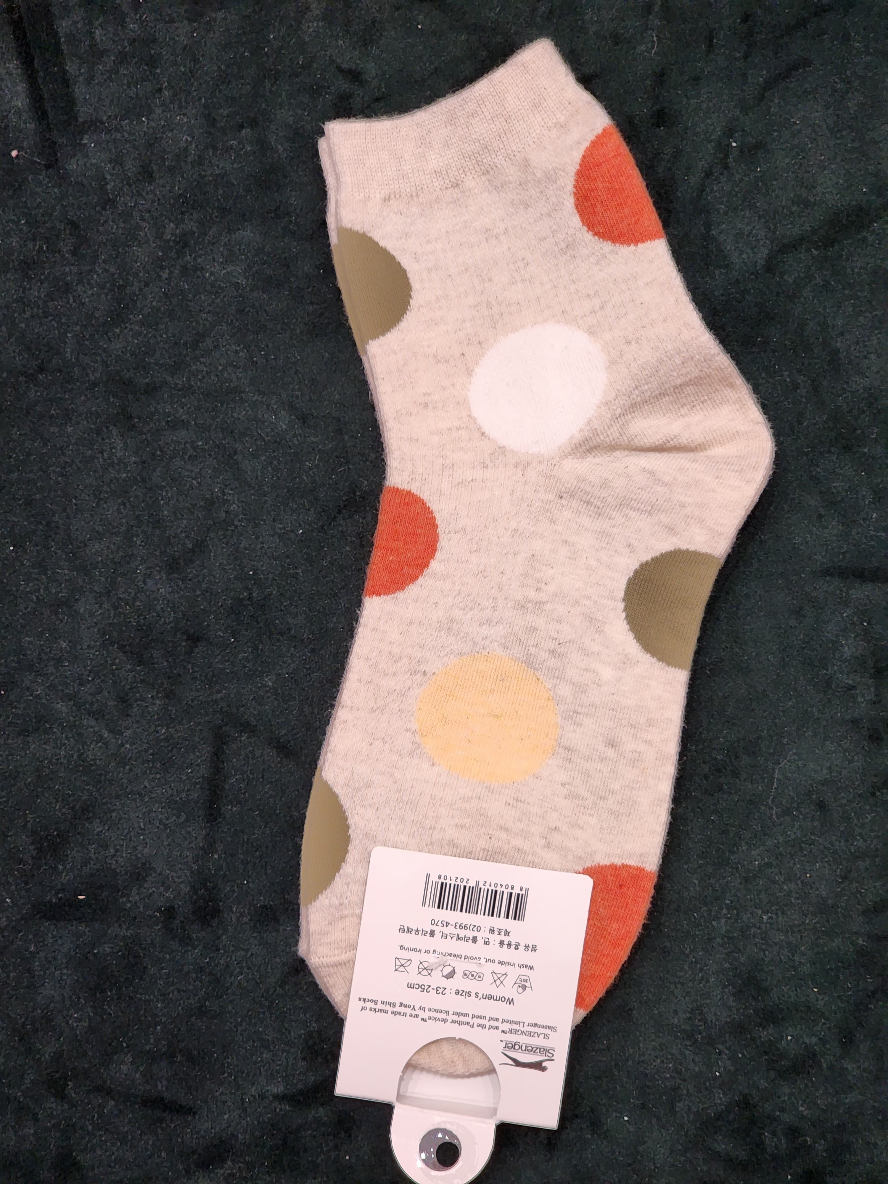Slazenger Mid Socks Women White Yellow Orange Green Dots