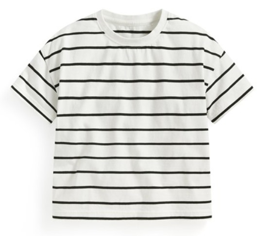 純棉條紋寬版落肩T恤-童