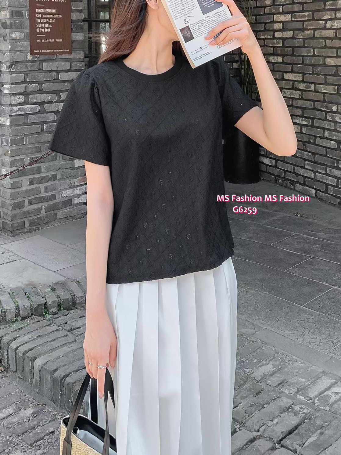 G6259 韓國🇰🇷格紋通花top