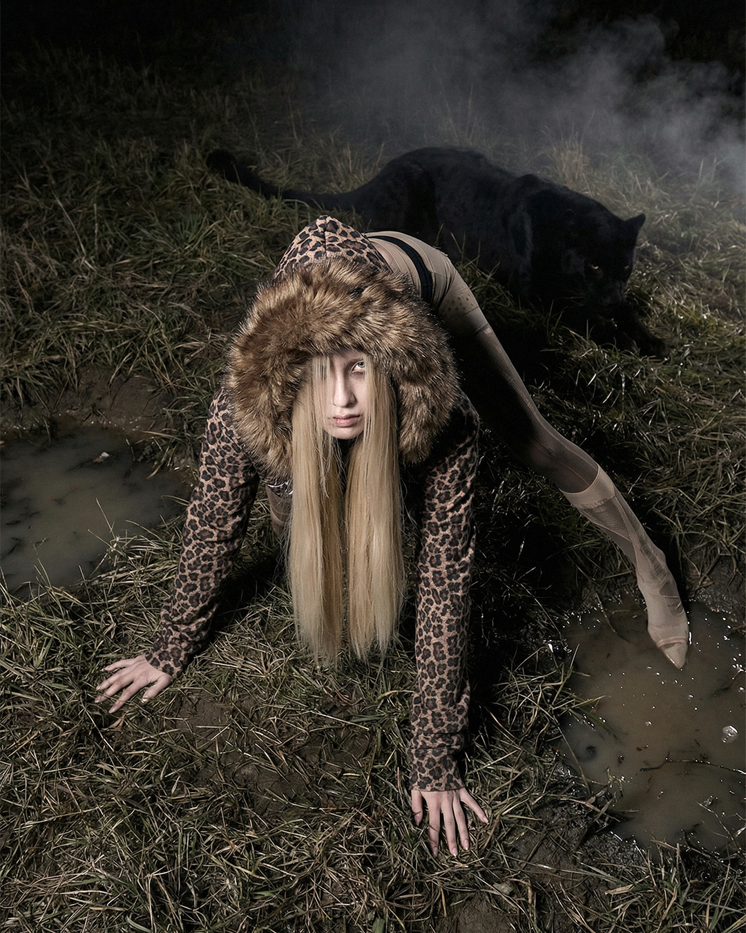 VAR-40｜PREDATOR LEOPARD · FAUX-FUR HOOD HOODIE