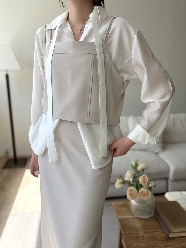 Tie Detail Sheer Blouse (Ivory)