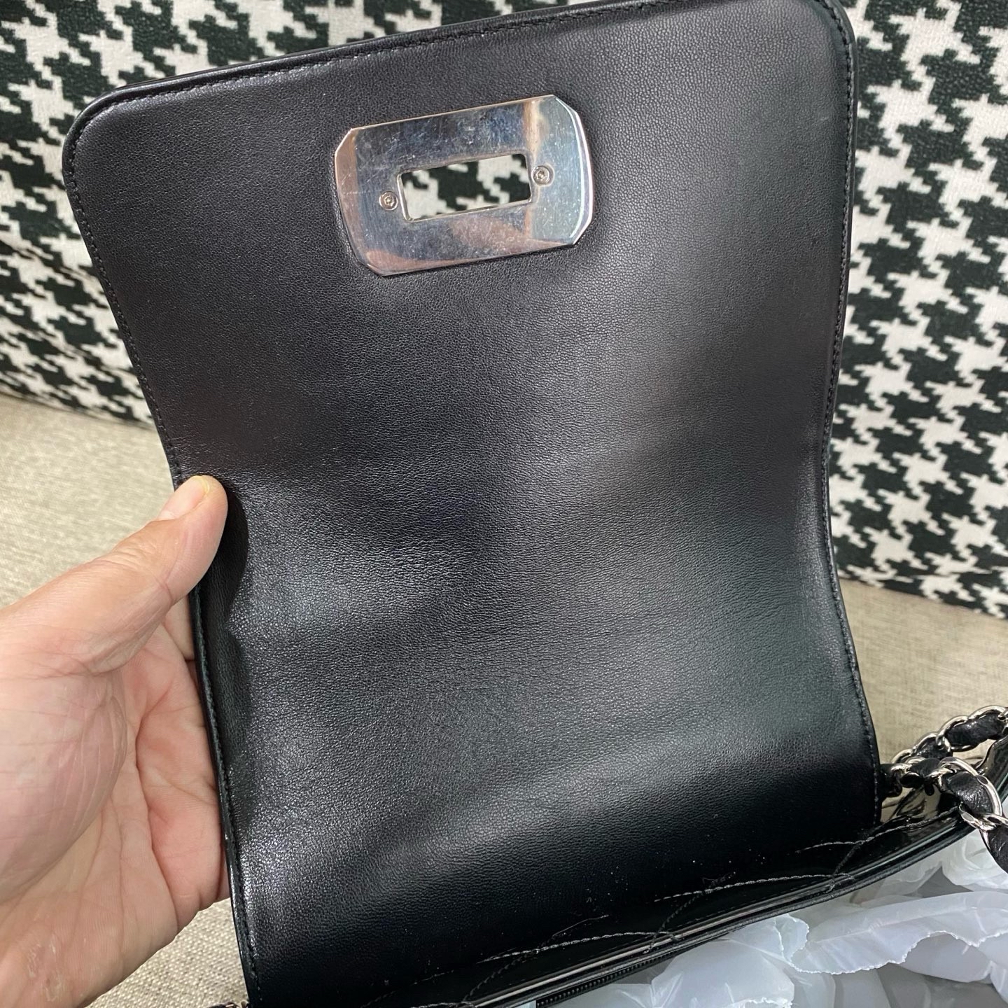 【預訂貨品】chanel黑銀2.55漆皮腋下包👜14開