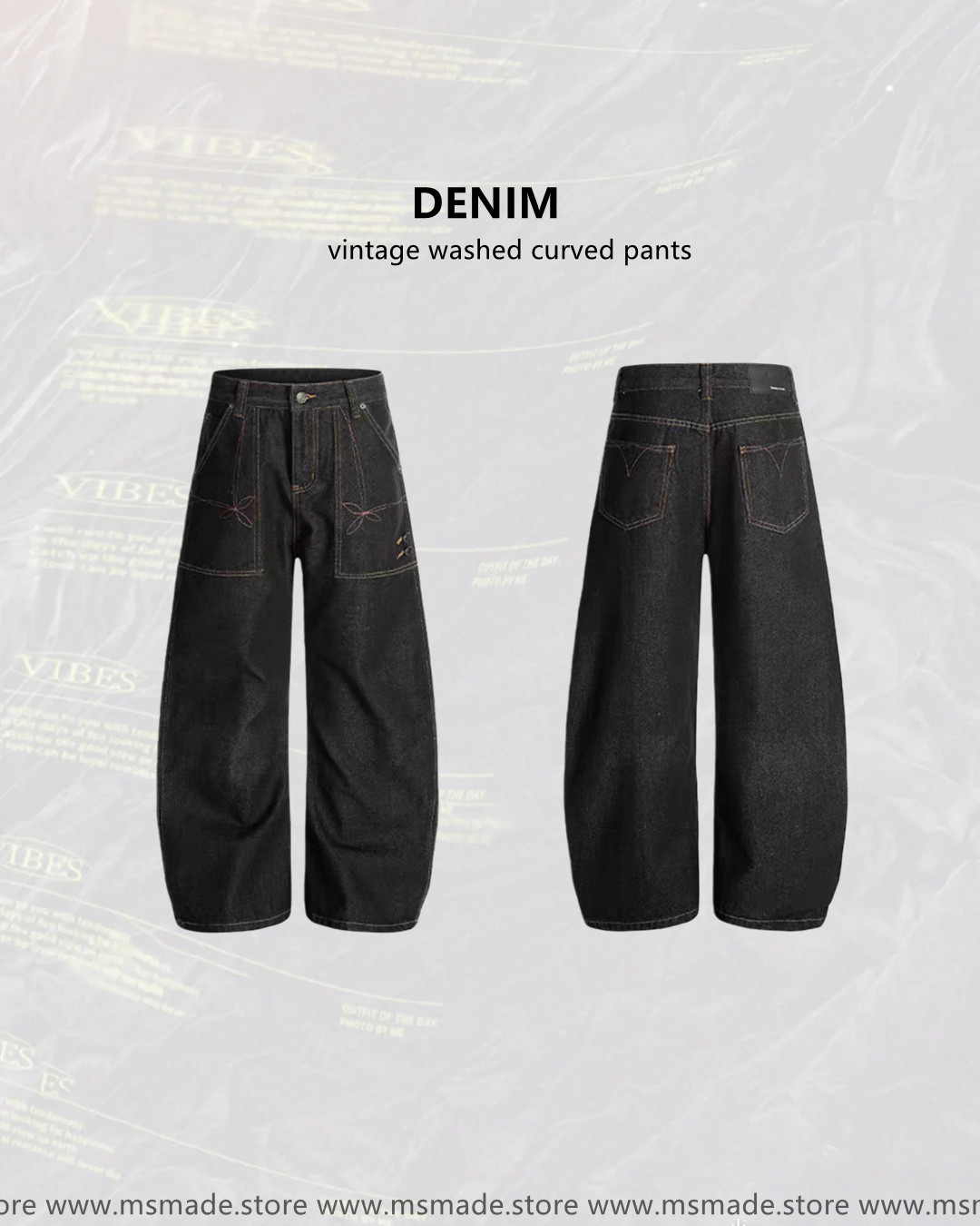 M6826明綫設計原色彎刀褲