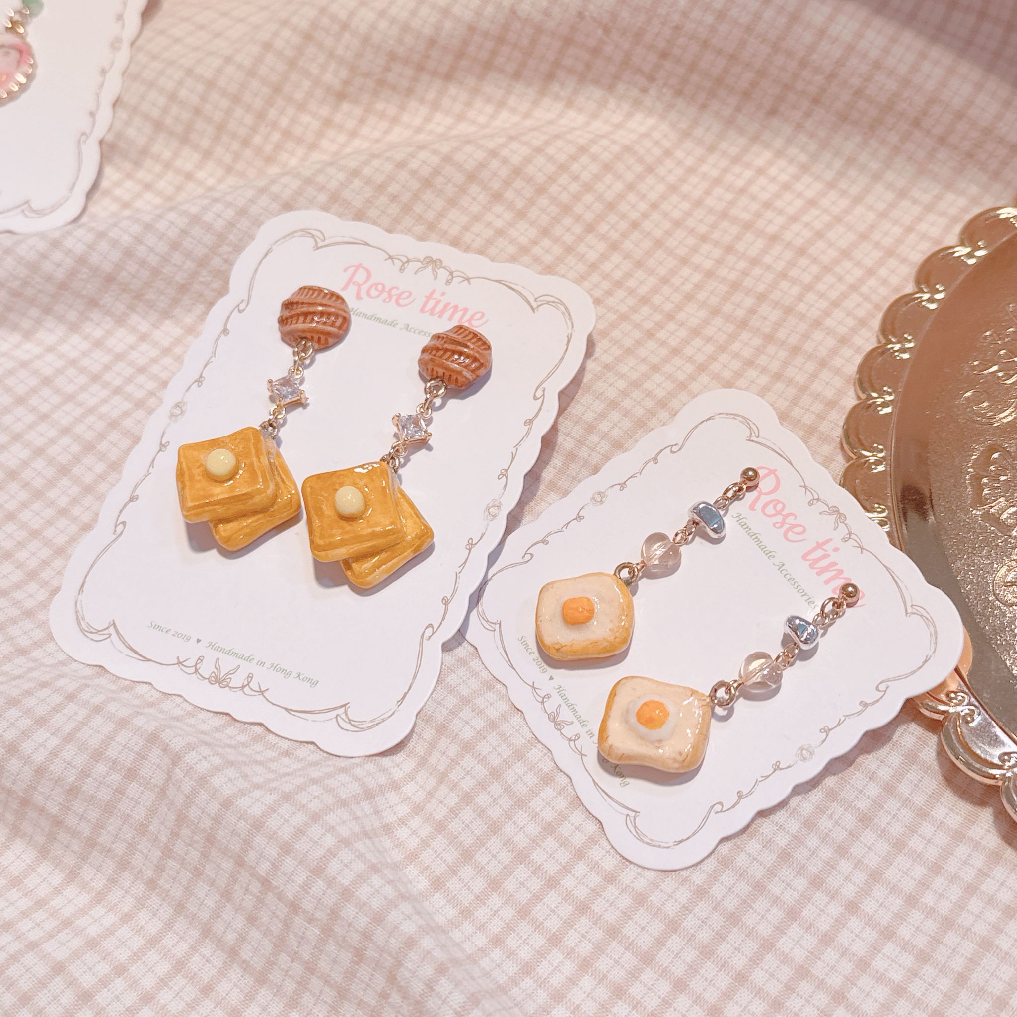 手繪 小雞蛋多士耳環