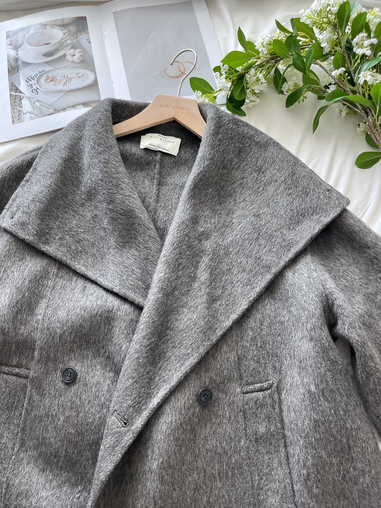 [70% Wool] Parisian Belted Wool Coat (Dark Grey)