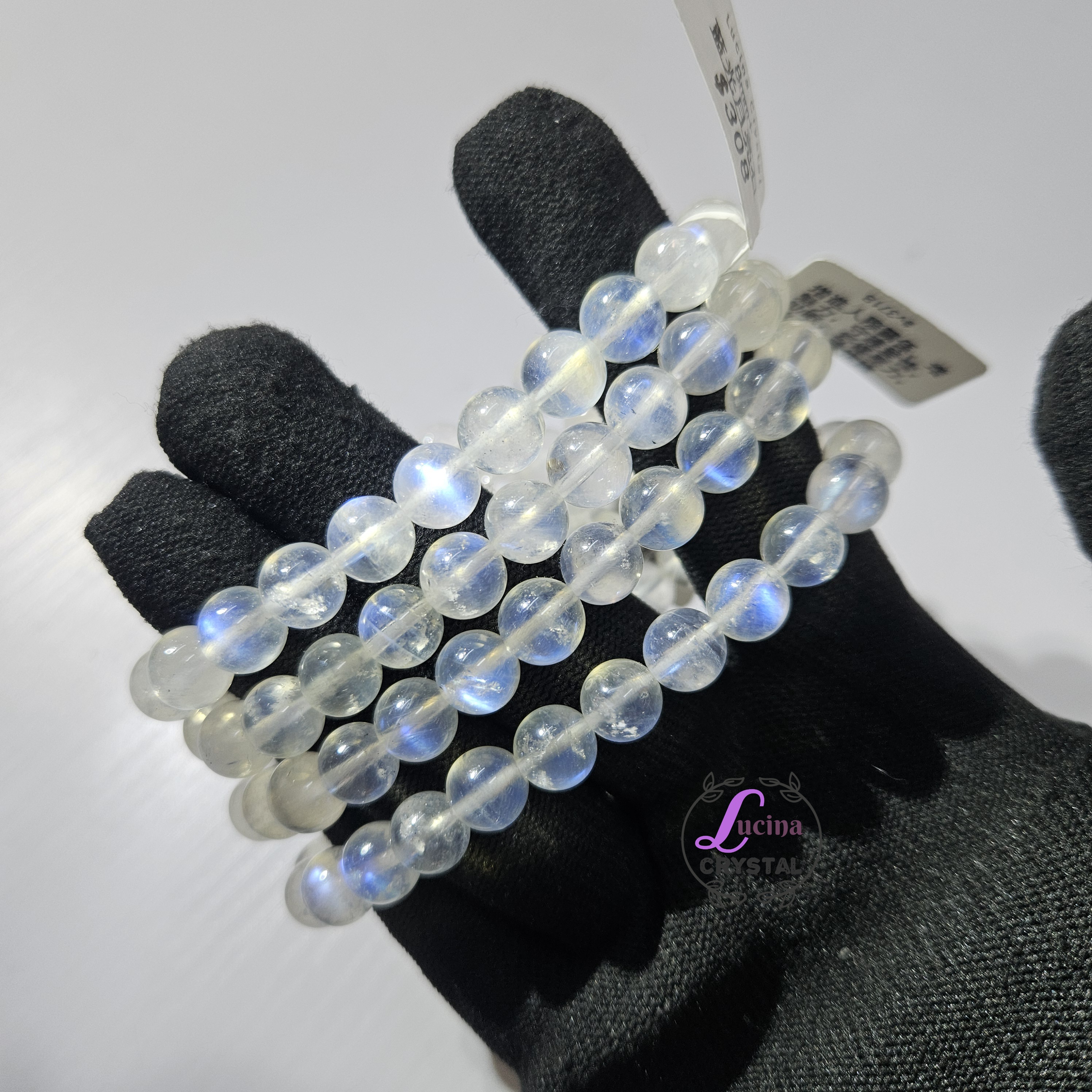 (Co#v3718)8mm+藍光月亮石手串手鏈/Moonstone Bracelet