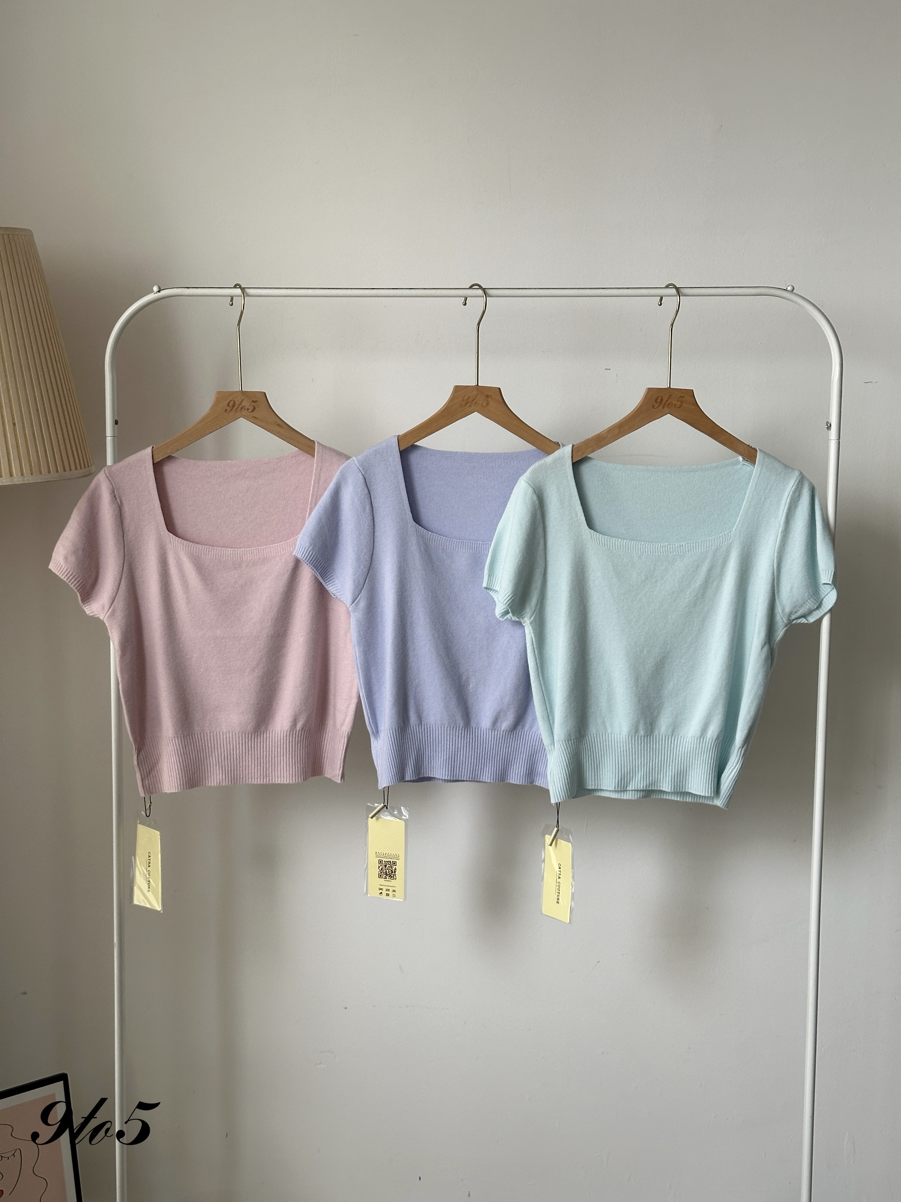 T4095 Square Neck Knit Top - 6 Colors 