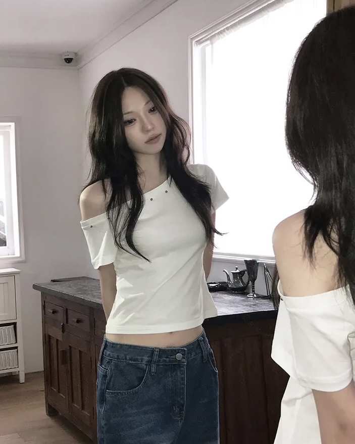 Asymmetric Studded Crop Top