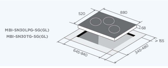 Midea Gas Hob (3 Burners) MBI-SN30TG-SG(GL)