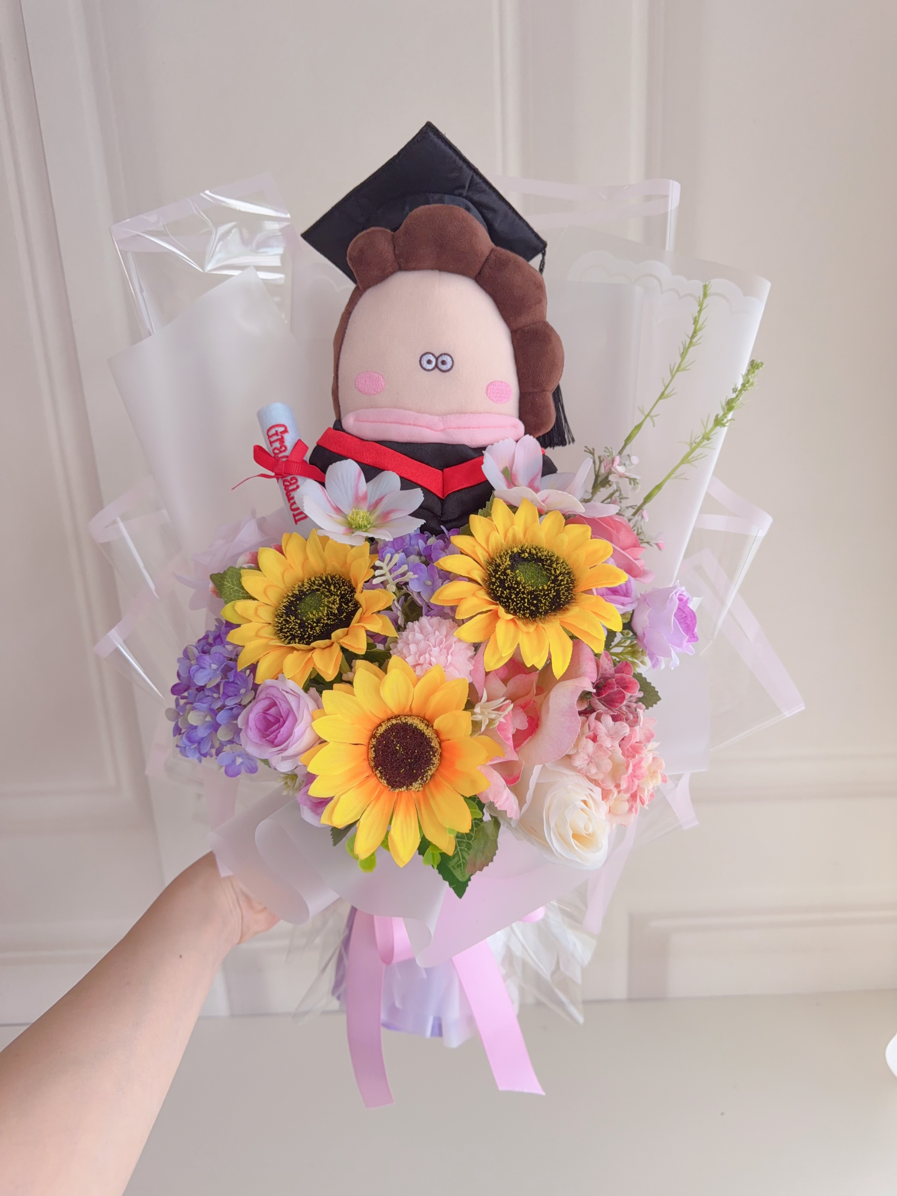 (現貨)花師奶畢業公仔花束