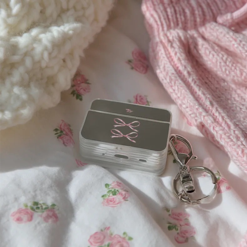 【Silky Pink Ribbon】鏡面方盒AirPods Case