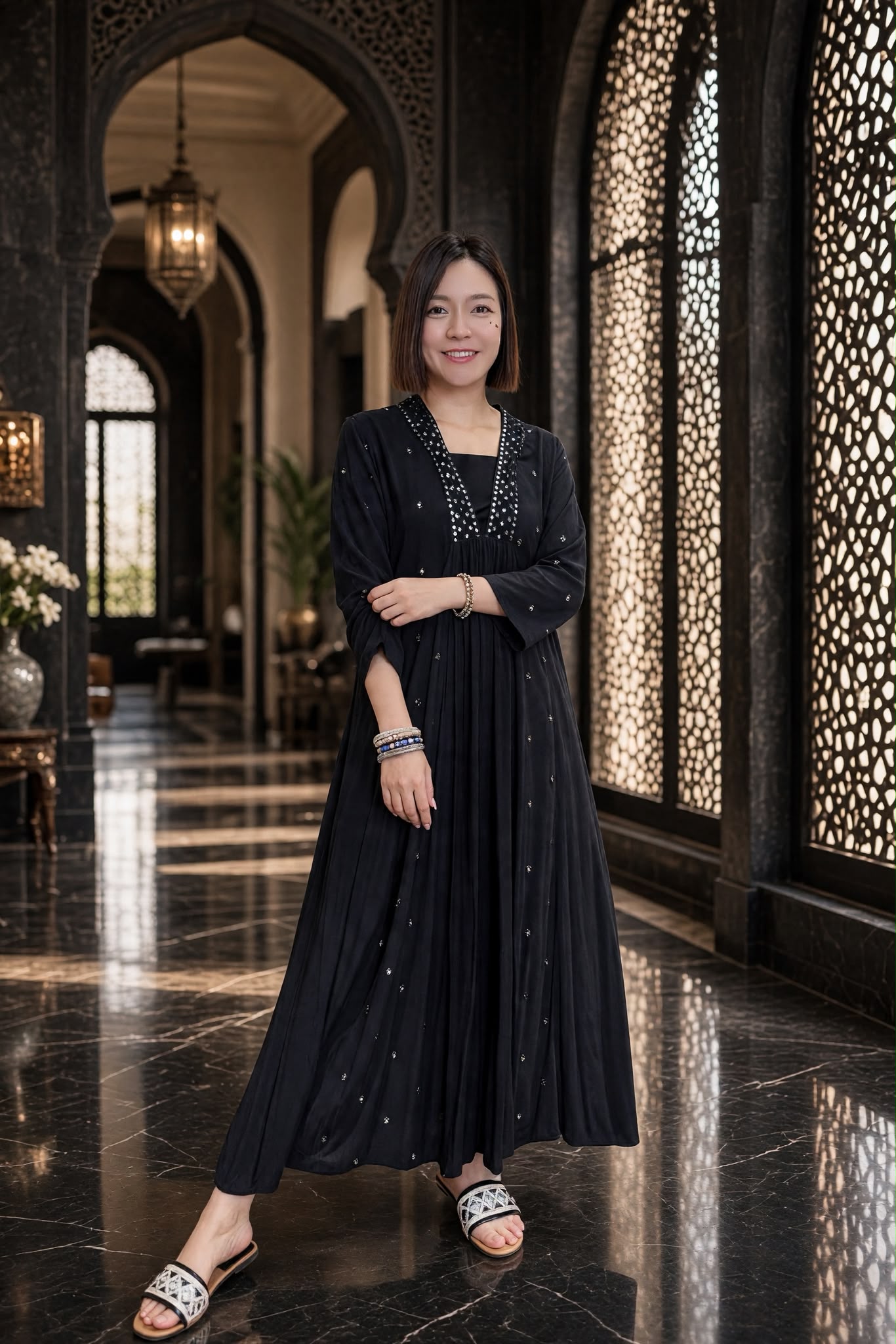 3575 Black Sparkle Star Mid Sleeve OP 48-50"