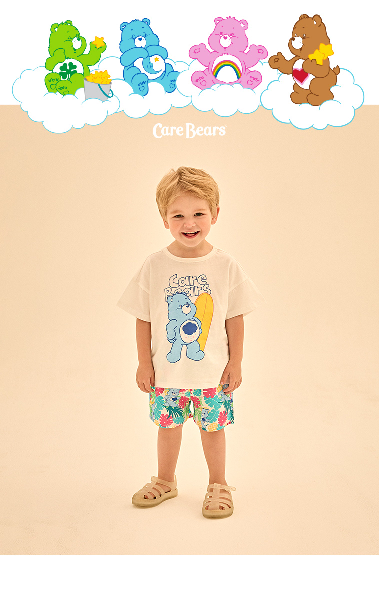 ☀️預訂 韓國直送☀️🇰🇷正版Care Bears沖浪暴躁小熊印花短袖上下套裝