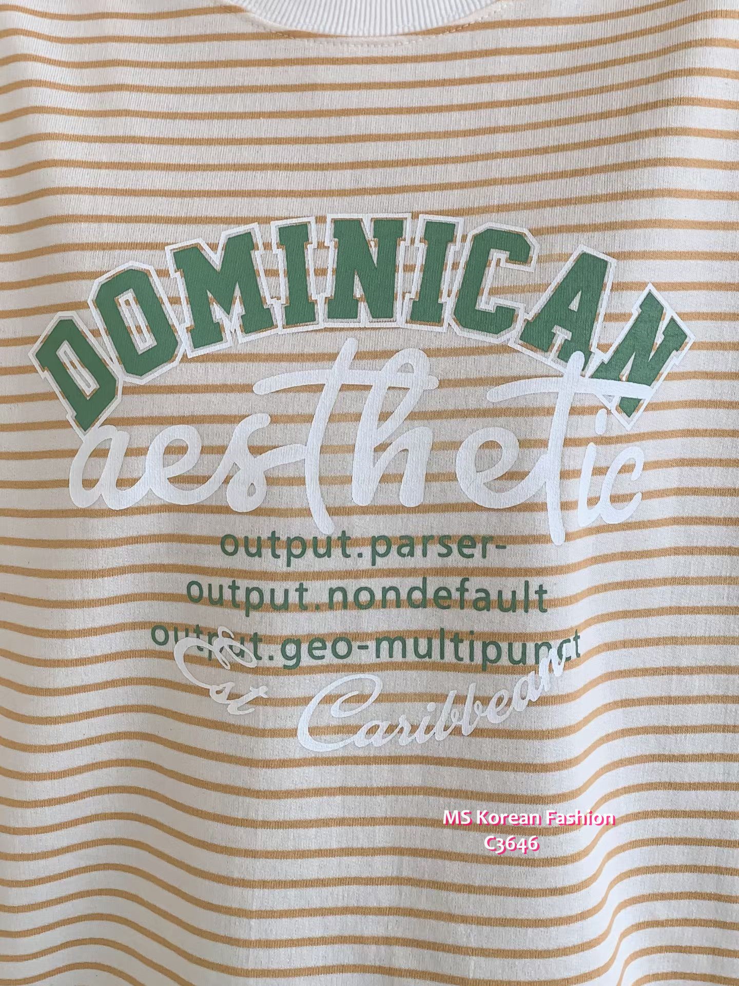 C3646 韓國🇰🇷靚色橫間字母print top