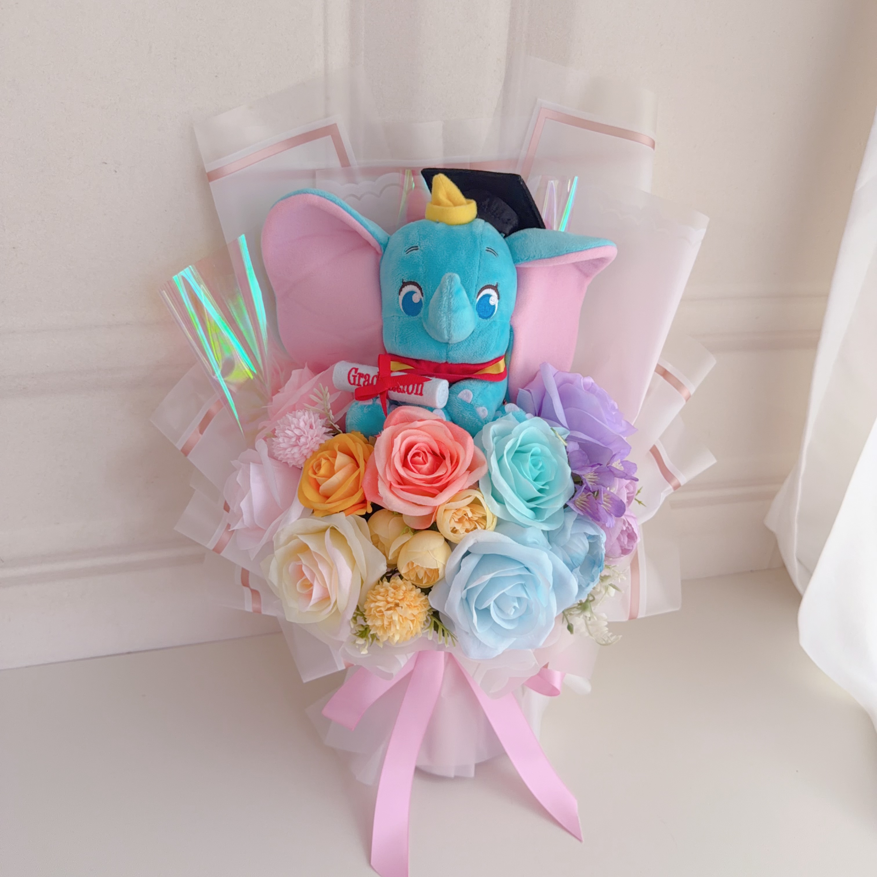 (現貨)小飛象畢業公仔花