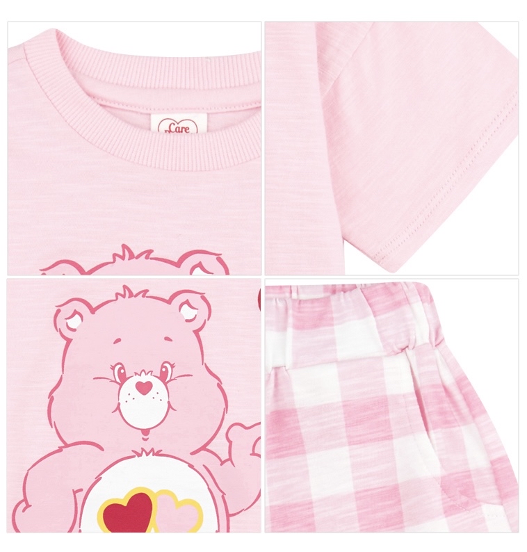 ☀️預訂 韓國直送☀️🇰🇷正版Care Bears兩色愛心生日小熊印花格紋上下套裝