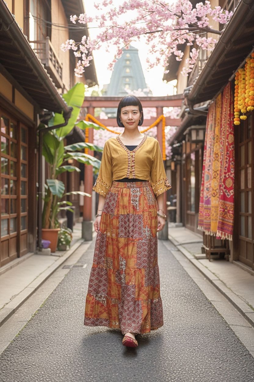 Mustard Yellow Bell Sleeves Emb. Top #1071