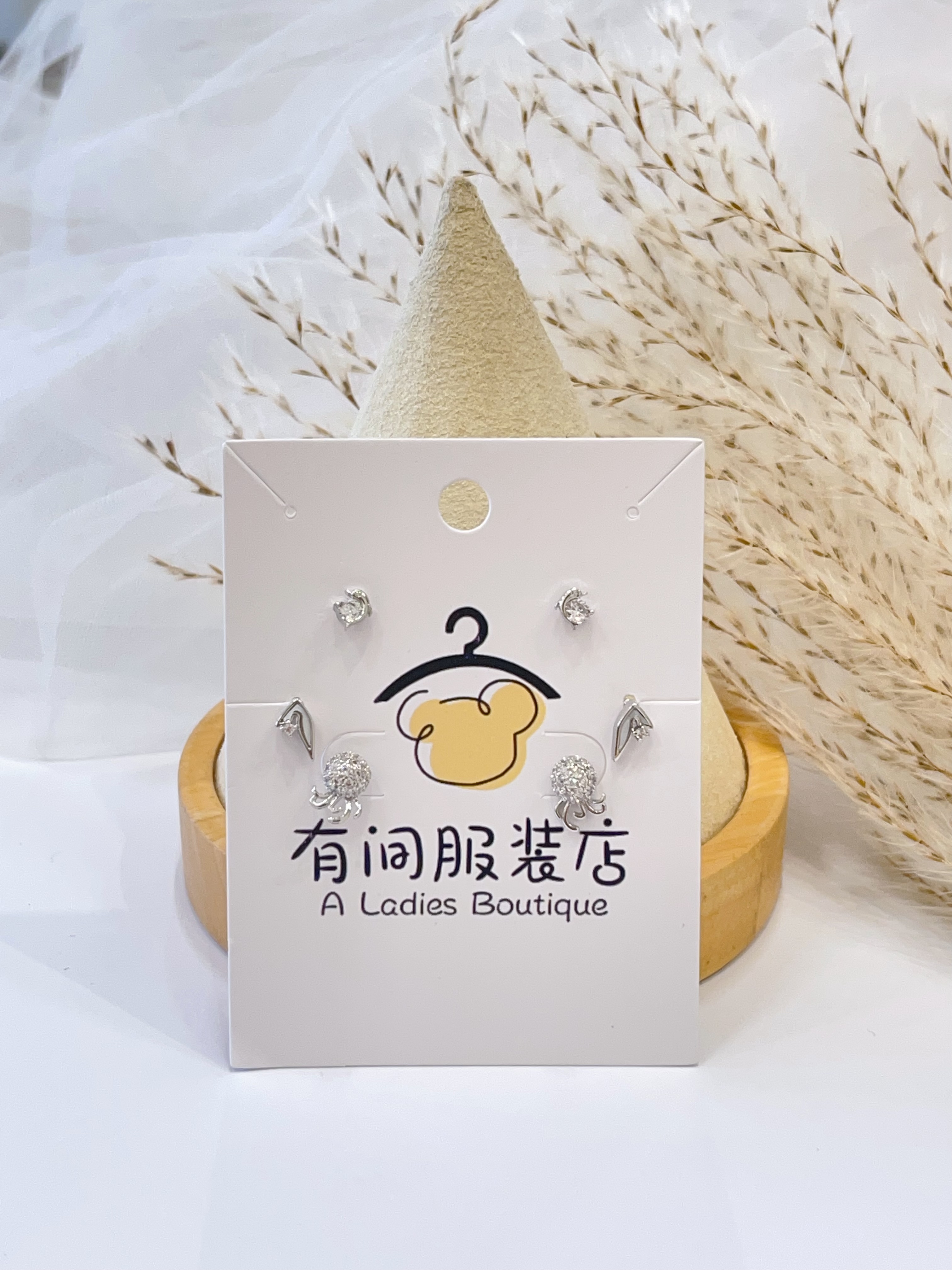 镶钻小八爪鱼耳环套装