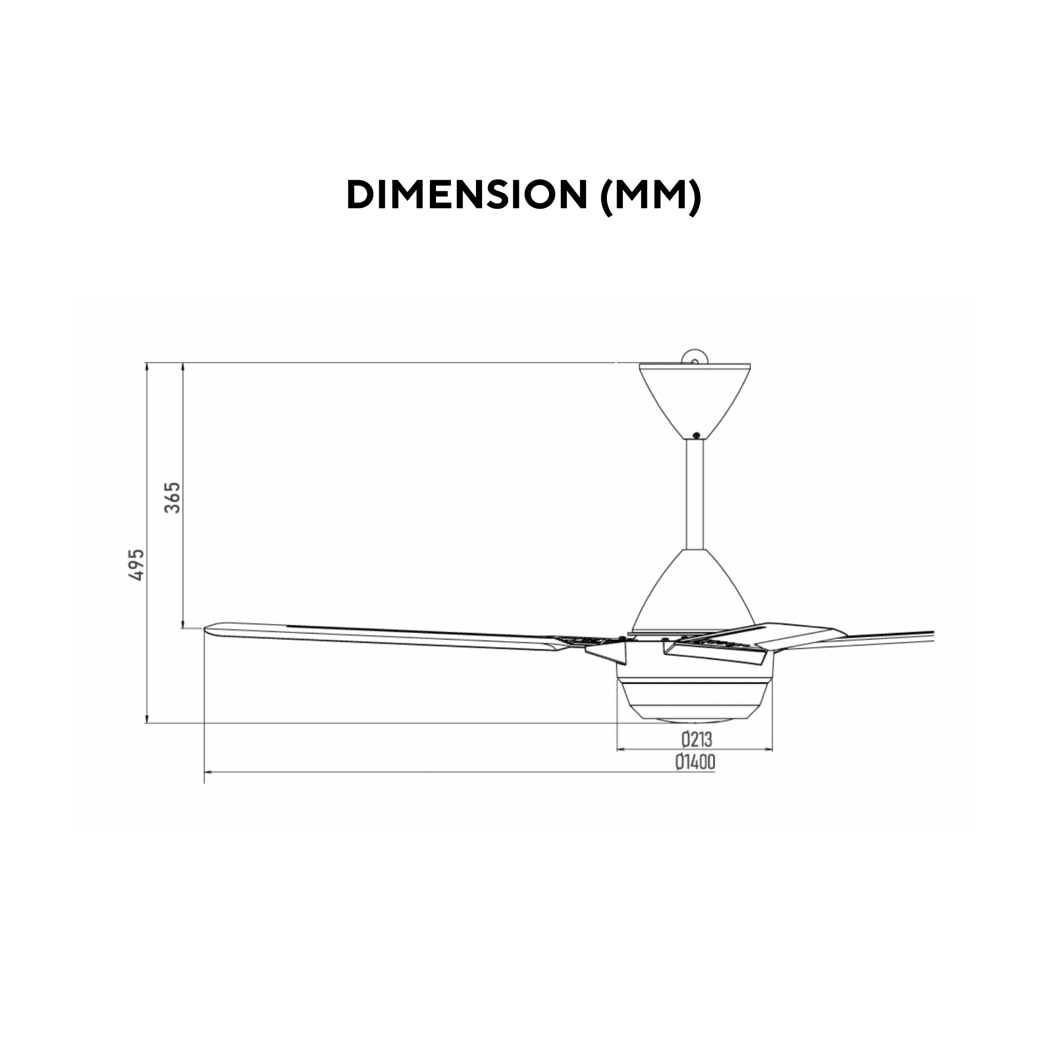 KDK 56" Ceiling Fan 3-Blade Black (K14XF-BK)