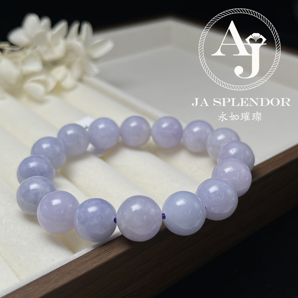 JB-266 天然翡翠A玉-紫圓珠手串(12mm)（旺人緣）