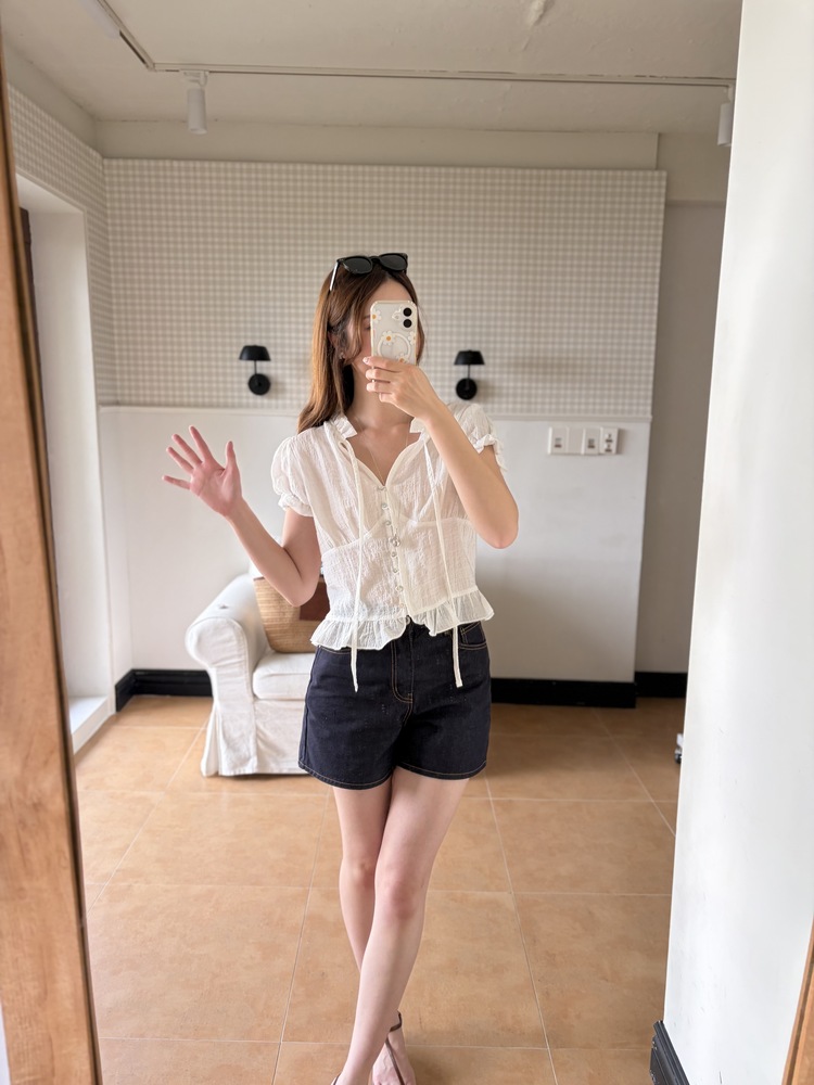 Lucie Ruffle Blouse (White)