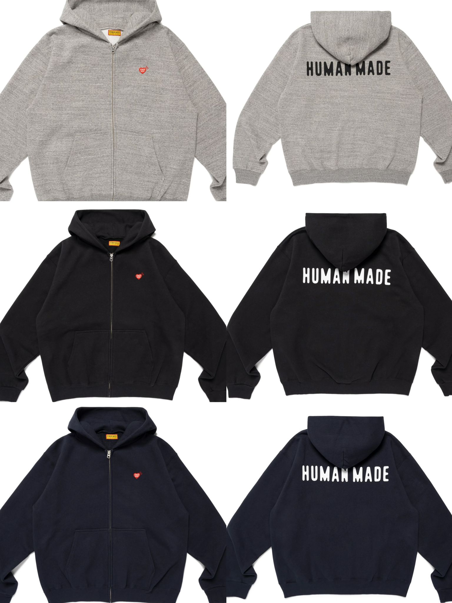 Human made CLASSIC ZIP-UP Black / grey / navy Size s-L