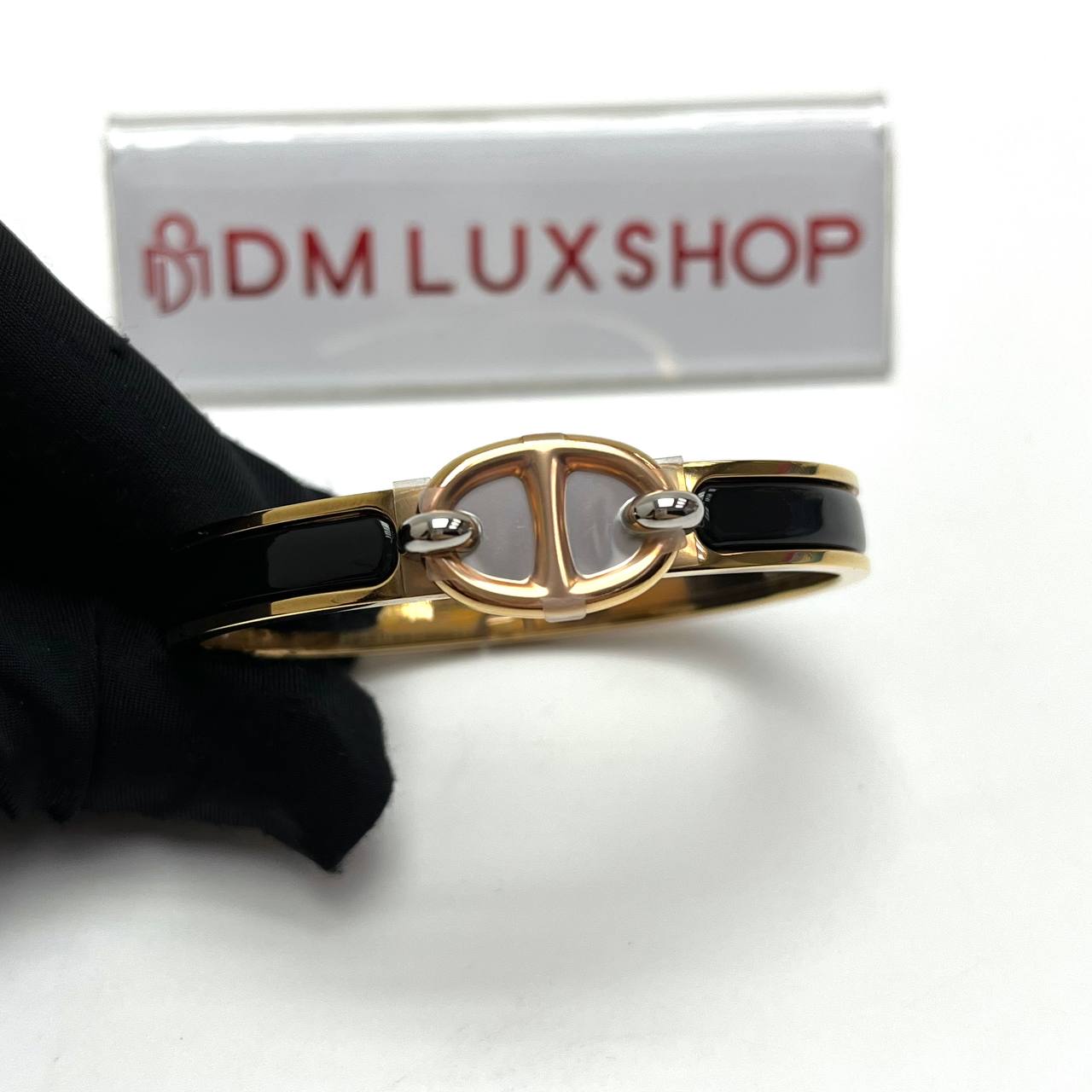 Hermes Mini Clic Chaine d'Ancre Bracelet Noir GHW