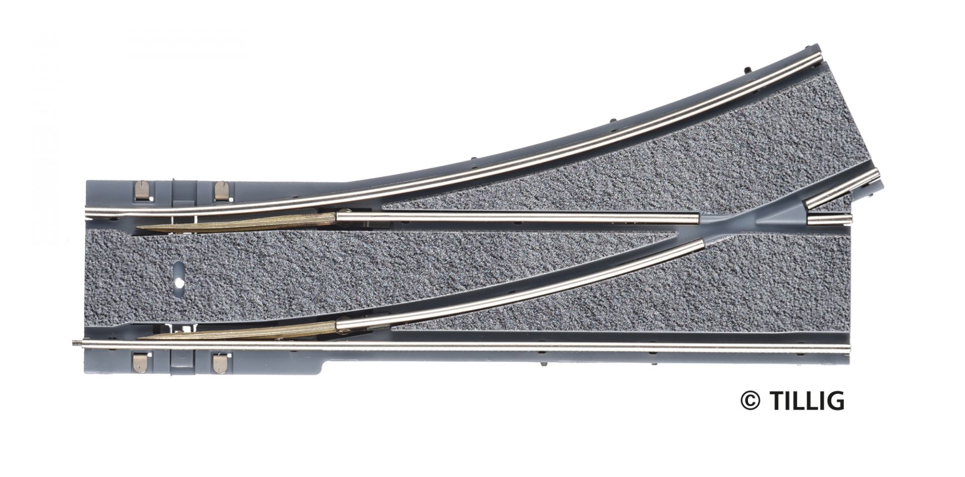 Tillig LUNA HO 單軌分差向左R250/25°波口 1:87 Single-track branches bitumen/concrete 馬路路軌•城市輕軌•電車路軌