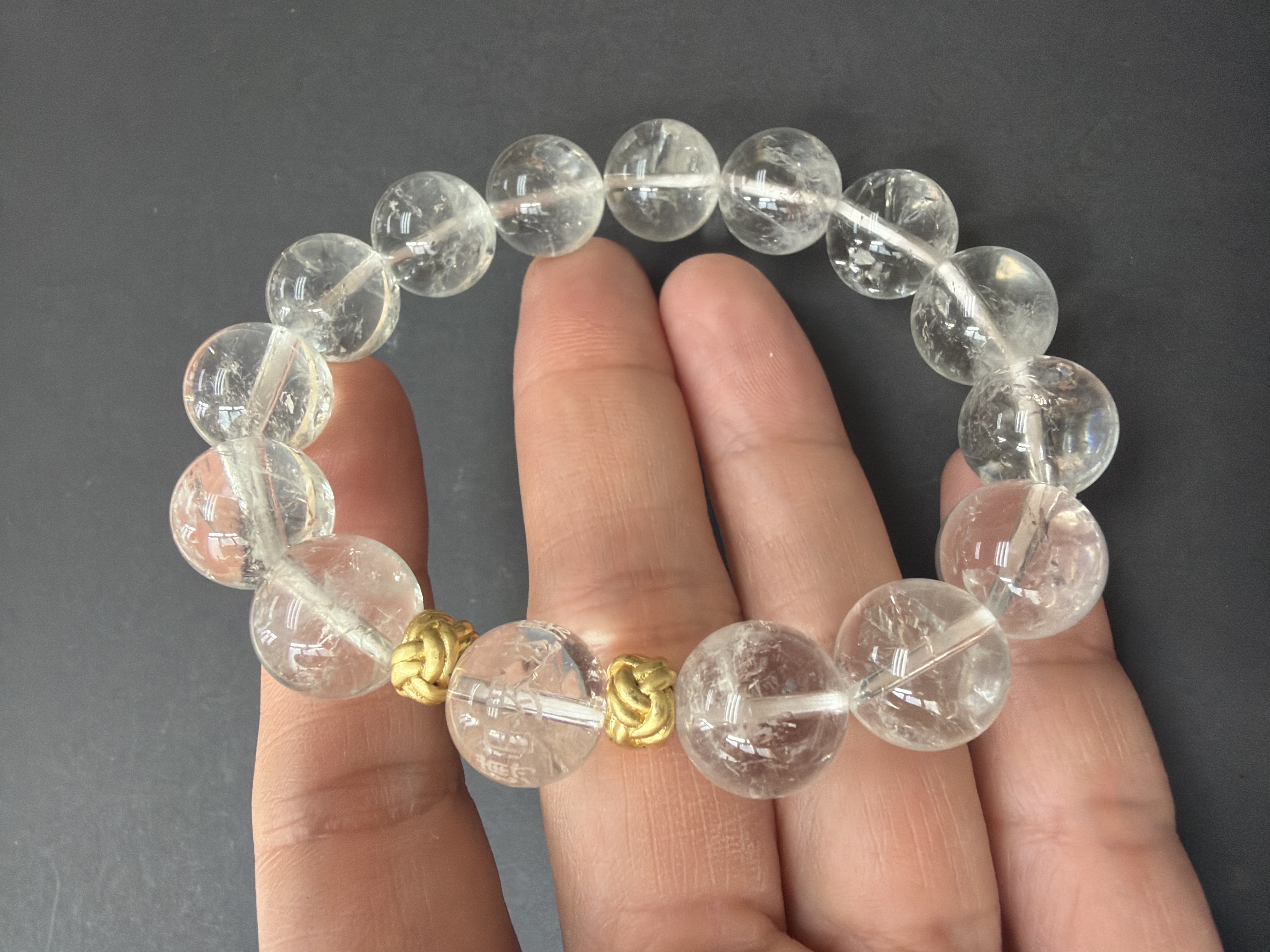 12mm白水晶帶彩虹🌈手串 配：千手千眼白水晶（兩天大法會壇城加持）