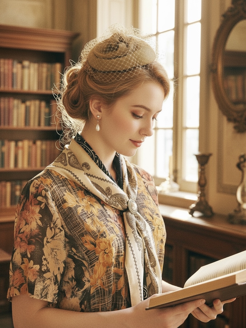 日本製 祖母歐古花圓領子