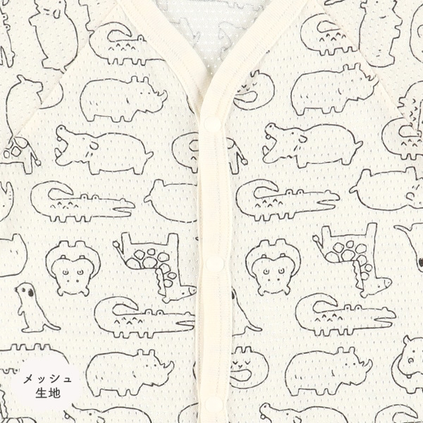 🇯🇵預訂 日本直送🇯🇵動物滿印純棉網眼前開式短袖包屁衣三件套