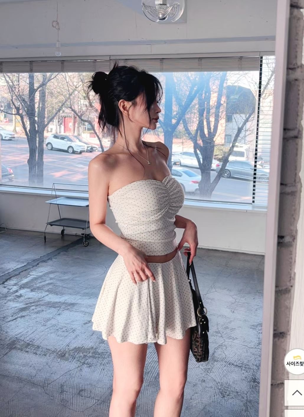 【 小胸女ATTENTION🕶️🔥 | 甜辣感配大熱波點元素～🖤心形領皺褶連PAD背心⋆˚ʚɞ】 Dot Dot Heart-neck Tube Bra Top(四色入)