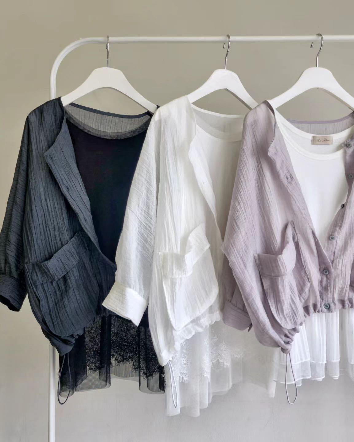 可束腳中袖皺皺恤衫外套