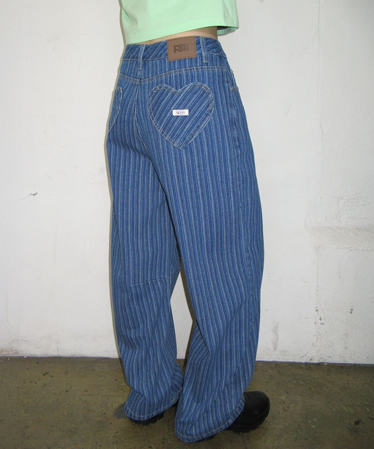 🇰🇷訂購｜ronron｜STRIPE DENIM WIDE PANTS 2色 