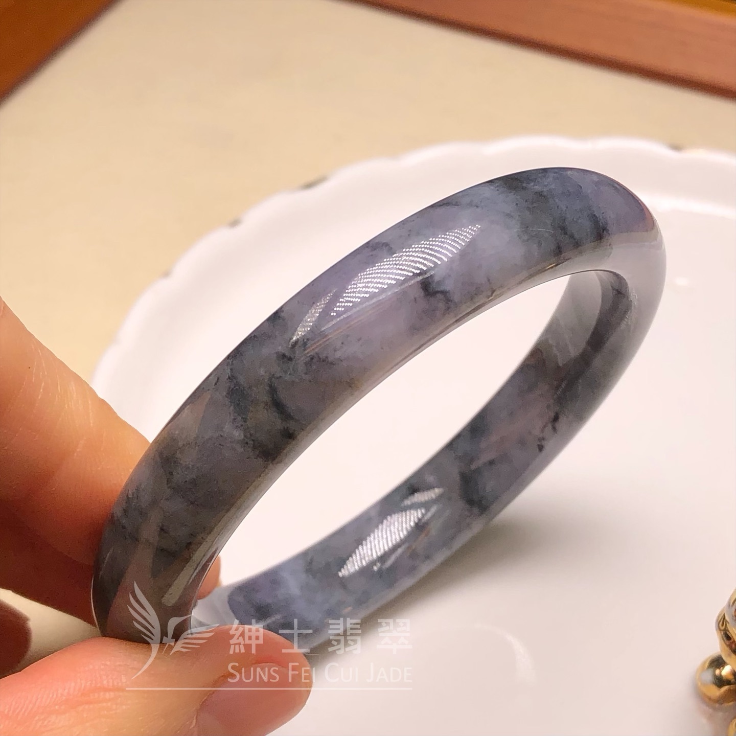 紫底山水烏雞福鐲55.5mm