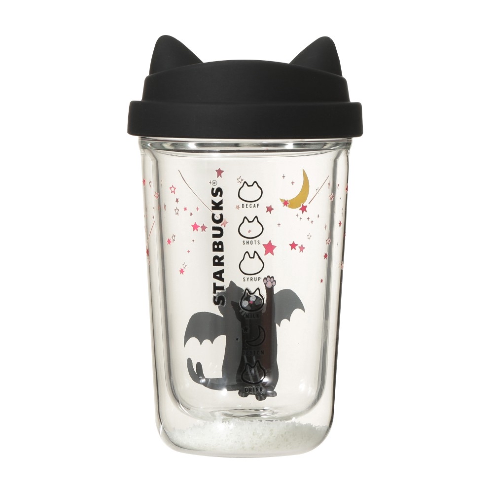 🎀【預訂】Starbucks JP MOON LIGHT HALLOWEEN 貓咪夜光雙層隔熱玻璃杯 355ml