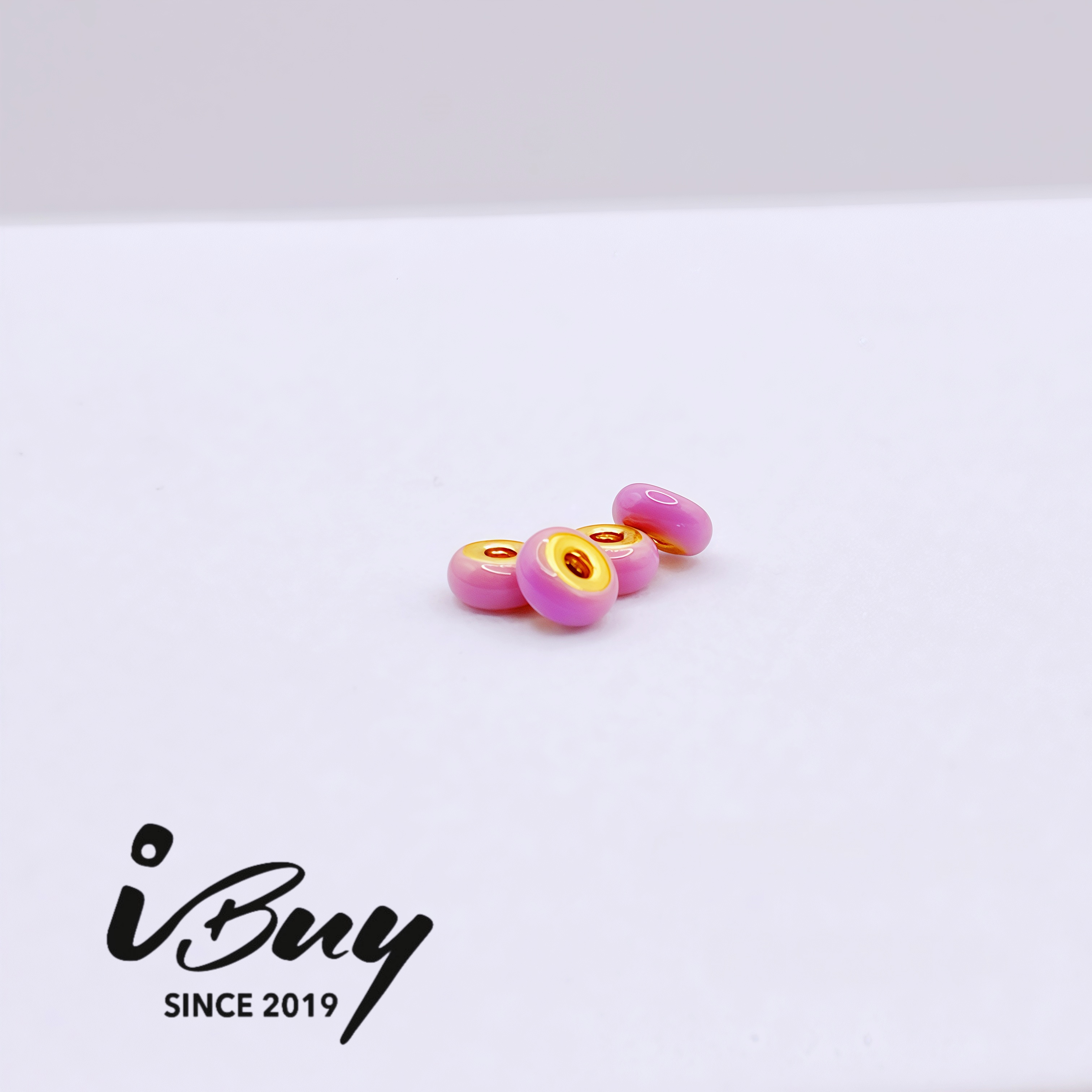 999 GOLD 2MM ENAMEL DOPAMINE SPACED BEAD - ORCHID COLOUR 999 金 2MM珐琅隔离珠- 兰花紫色