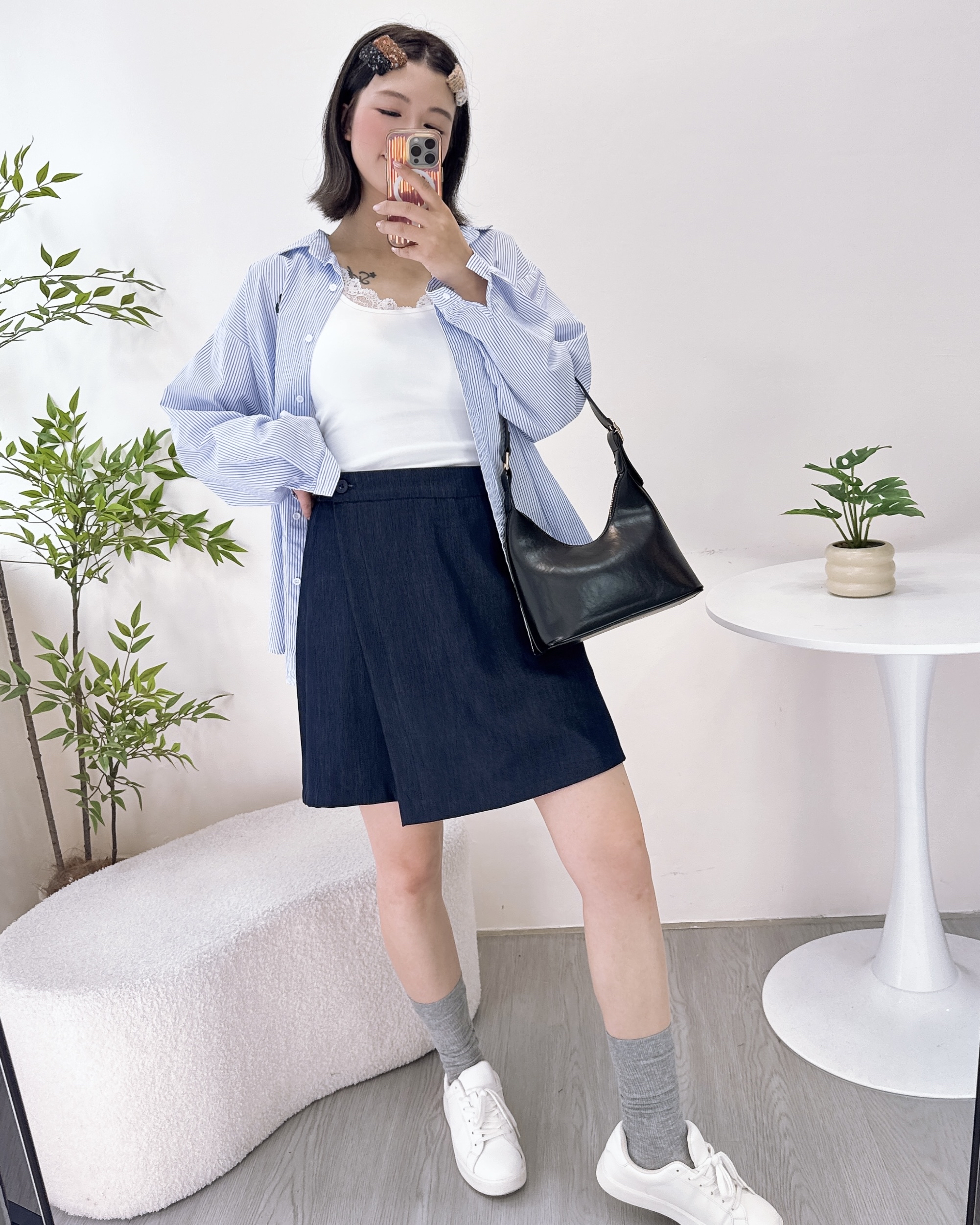 免燙極柔軟仿牛短裙褲