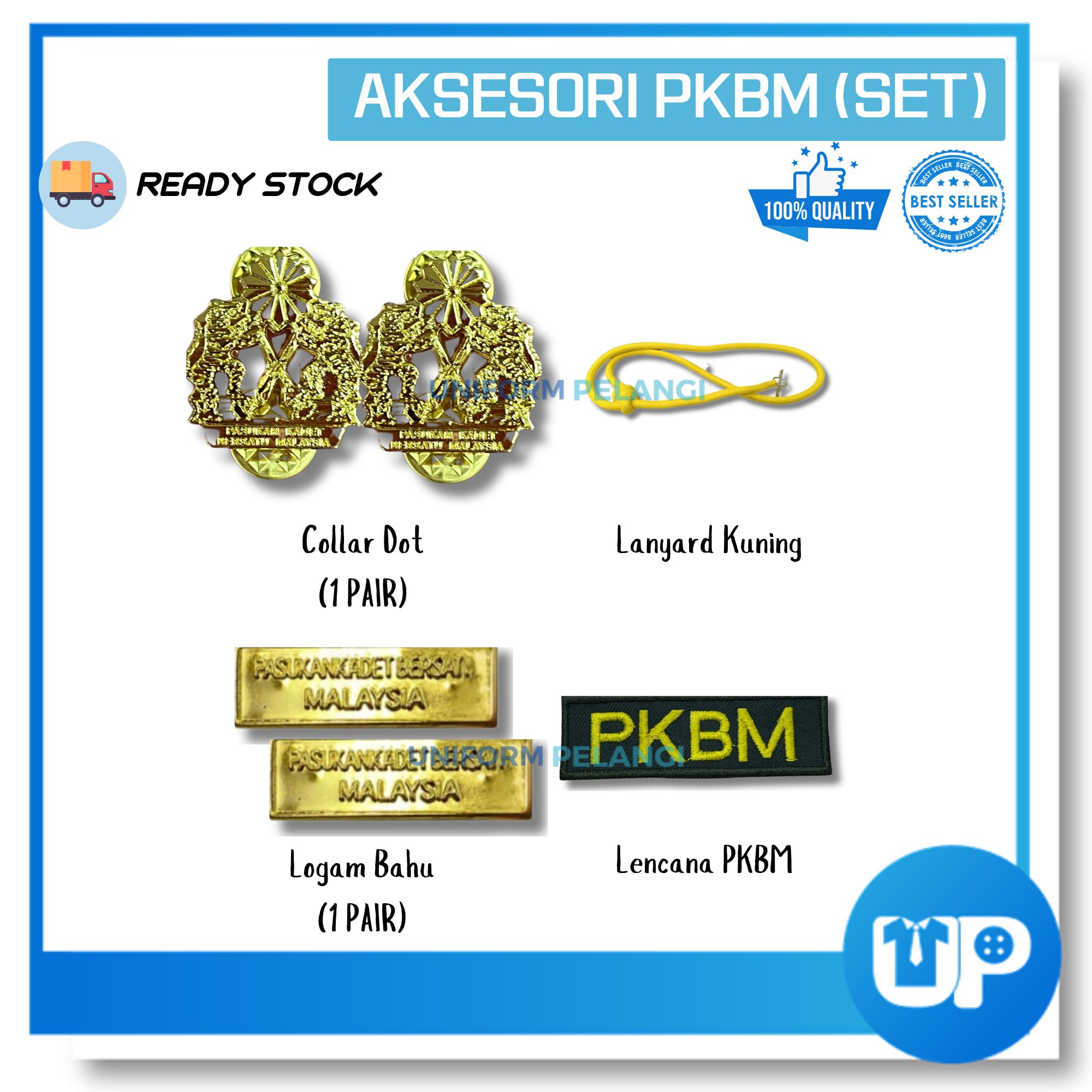 PKBM Lencana Set Kadet Bersatu Kokurikulum Basic Set Lencana Badges Lanyard Logam Bahu Collar Dot