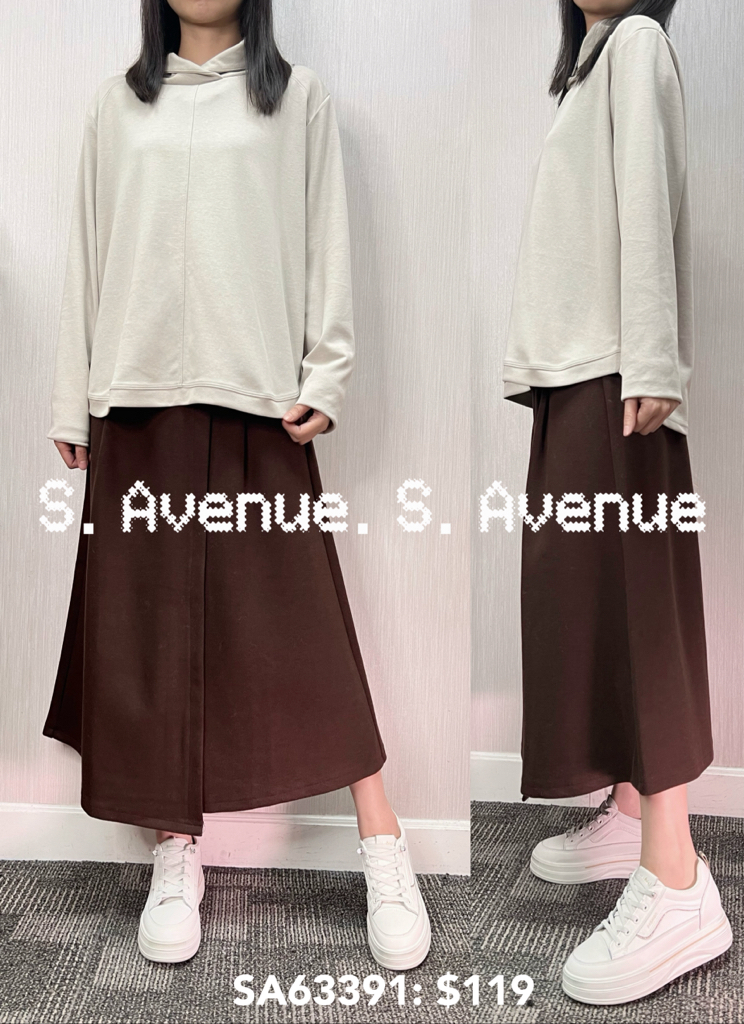 SA63391: 長袖反領前有骨顯瘦淨色tee