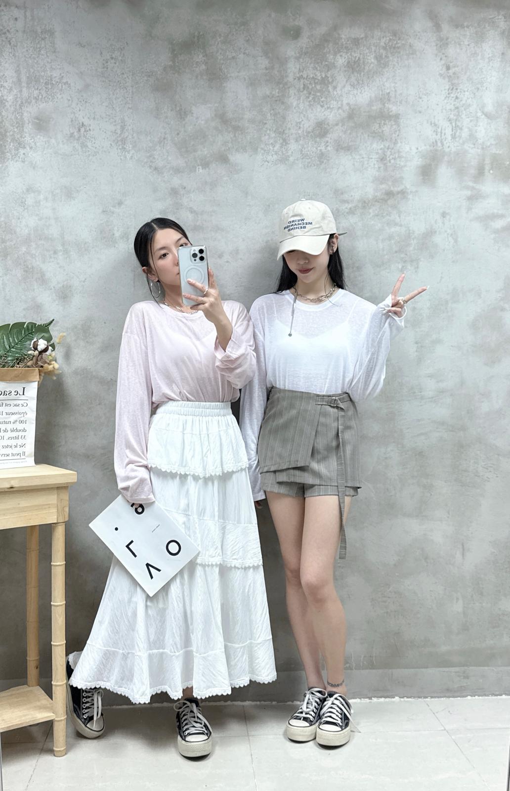 E05 不規則條子裙褲